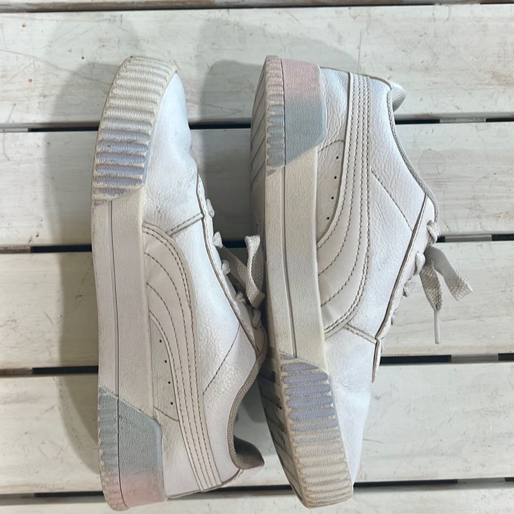 Puma Carina Sneakers White Blush Pink Platform girls size 2